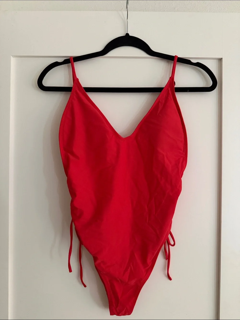 Kendall & Kylie Red V-Neck One-Piece Swimsuit with Side Ties